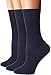 Flora&Fred Women's 3 Pair Pack Cotton Crew Socks Navy, Shoe Size 5-9