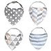 Baby Bandana Drool Bibs, 4 Pack Unisex Design of Leak Proof Burp Cloths, Bib of Soft Absorbent Cotton and Waterproof TPU Lining