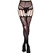 Suspender Pantyhose, Fascigirl 3 Pack Black Lace Garter Sexy Fishnet Tights Thigh High Stockings for Women（Random Delivery）