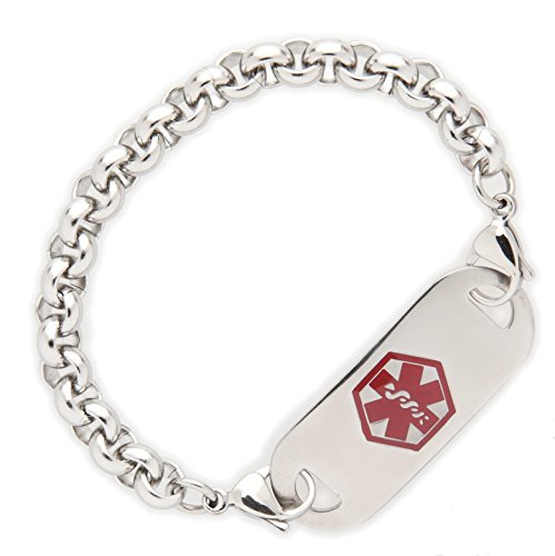 Medical Id Stainless Rolo Bracelet With Tag (Diabetes)