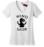 Comical Shirt Ladies Winosaur Funny Wine Lover Shirt V-neck Tee