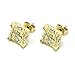 Mens Gold Tone and Clear Cz Cube Iced Out Hip Hop Micro Pave Kite Stud Earrings Bling