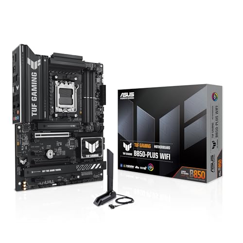 ASUS TUF Gaming B850-PLUS WiFi AMD AM5 B850 ATX Motherboard, 14+2+1 80A Stufen, AI Ready, DDR5, PCIe 5.0, 3X M.2, Wi-Fi 7, 2.5Gb LAN, DisplayPort, HDM
