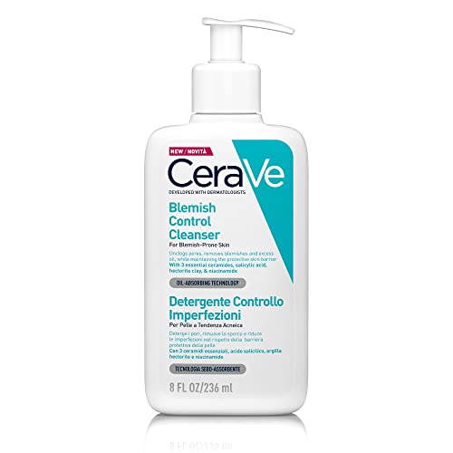 CeraVe Detergente Controllo Imperfezioni, Per Pelle Grassa con Tendenza Acneica, Azione Purificante, Imperfezioni Ridotte, Con Acido Salicilico e Argilla Purificante, 236 ml