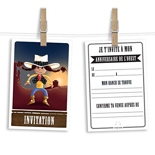 6 Miniz Invit Et Enveloppes Cartes D Invitation Anniversaire Theme Aventuriere Calamity La Cow Boy En Francais Amazon Fr Handmade