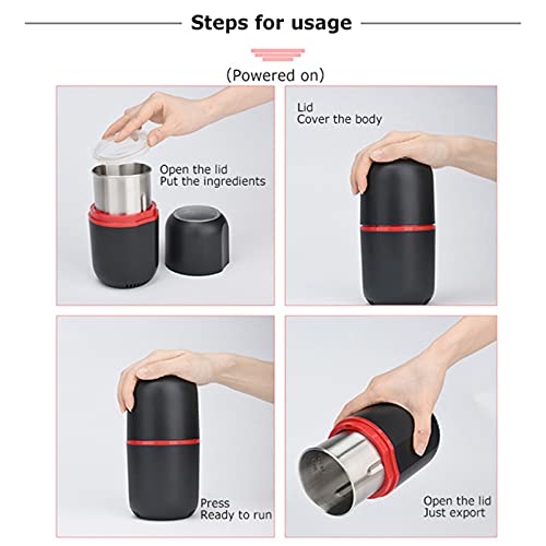 ZQH Elektrische Kaffeemühle, Elektrische Mühle Gewürzschleifer Mit Edelstahlklinge Kraftvolle Mühle Für Kaffeebohnen… – Bild 6