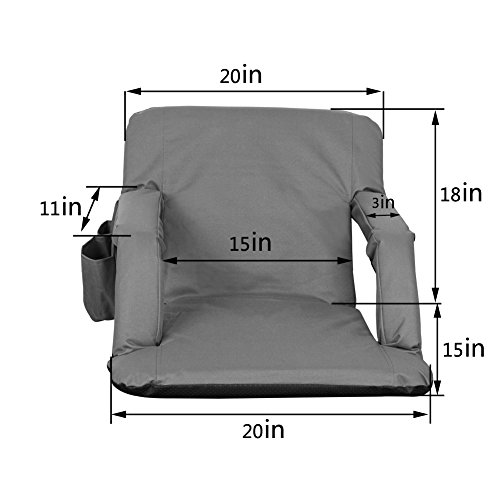 Sundale Outdoor Indoor Adjustable Floor Chair Five-Position Multiangle Stadium Seat Padded Recliner Gaming Chair with Back Support, Armrest and Two Pockets, Blue - Thumbnail 6