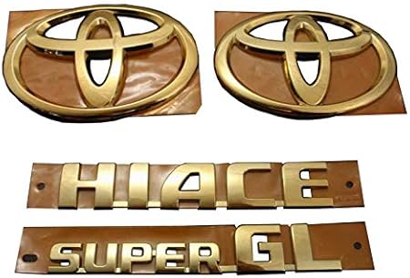Amazon ２００系ハイエース 標準ボディー ゴールド加工エンブレム ４点セット エンブレム 車 バイク