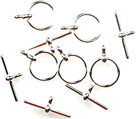 25 SILVER PLATED ROUND SMOOTH TOGGLE CLASPS BULK