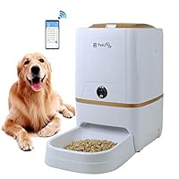 USDREAM WiFi Automatic Dog and Cat Feeder Electric Auto Pet Food Dispenser with Smart APP Wireless Remote Control, Two Way Video & Audio, HD 720P Camera & Timed Programmable, White with Gold