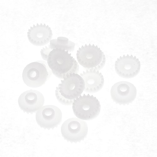20 Pcs White Plastic Electric Model Part Component Crown Gear 11mm Dia