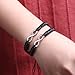 2Pcs 8 infinity Couple Braided Leather Luck Bracelet Handcrafted Stainless Steel Infinity Friendship Rope Bracelet Set Adjustable for Women Girl (black without card)