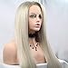 Lucyhairwig High Temperature Natural Hairline Ombre Blonde Synthetic Lace Front Wigs Women Silky Straight Wig Dark Roots Long Handmade Synthetic Holiday Hair Replacement Drag Queen