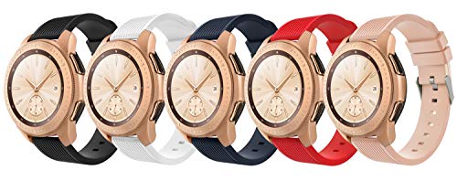 TiMOVO Band for Samsung Galaxy Watch 42mm, [5-Pack] Soft Silicone Strap Fit Samsung Gear Sport/Garmin Vivomove HR/Vivoactive 3 / Moto 360 2nd Gen 42mm Smart Watch - Multi Color A