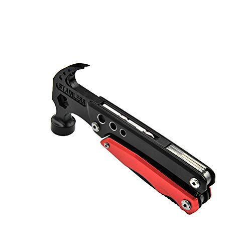 Hyperspace Multifunctional Hammer Multitool Pliers Set with Nail Puller Multipurpose Combination Tool for Camping, Hiking, Household and Emergency Escape Tools (Black & Red) - Thumbnail 3