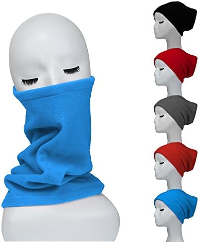 Lo Shokim Winter Fleece Neck Warmer Scarf Hat Windproof Face Mask Balaclava-Blue