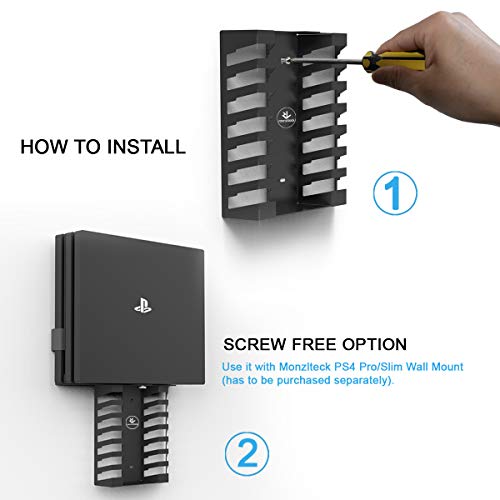 Monzlteck Video Game Case Storage Wall Mount,Compatible with PS4/PS4 PRO, Xbox One/Xbox 360,Nintendo Switch.Gaming Accessories(Holds 14 Games)