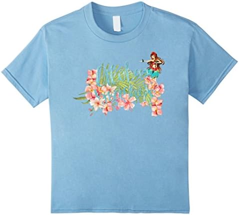 Kids Cute Hawaian Aloha Beaches Hula Girl T-Shirt 12 Baby Blue