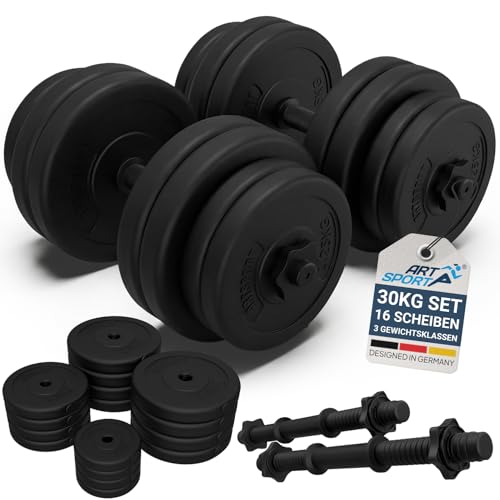 ArtSport Hanteln Set 30 kg – Hanteln mit Gewichten & 4 Sternverschlüssen, 2 verstellbare Kurzhanteln für effektives Krafttraining Zuhause