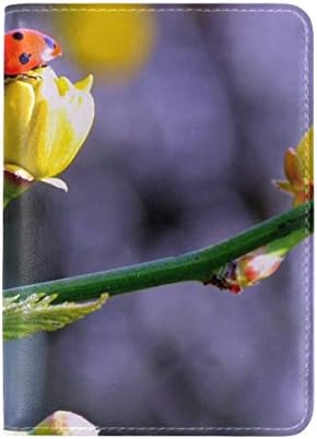 Ladybugs Buds Branch Spring Leather Passport Holder Cover Case Travel One Pocket