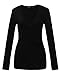 ZANZEA Women V-neck Deep V Wrap Low Cut Long Sleeve Fitted Shirt Tee Top, US 8, Black
