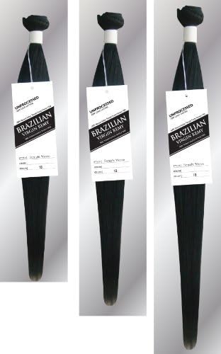 Brazilian Virgin Remy Straight 16", 18", 20" Human Hair 3 Bundles 300 Grams Unprocessed Natural Natural Black Color Extensions #1b