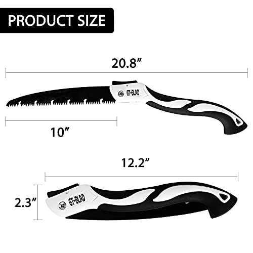 Folding Hand Saw 10 Inches Comes With a Replaceable Blade, Compact Design Hand Saw For Trees For Camping, Pruning Saw With Hard Teeth, Quality Sk-5 Steel (black and white)