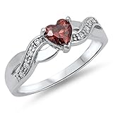 CHOOSE YOUR COLOR Sterling Silver Infinity Knot Heart Promise Ring