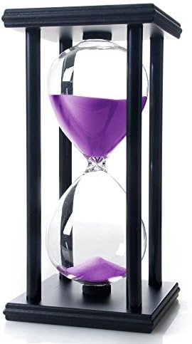 Graduation gifts Hourglass Countdown Timing-YouMiYa Sand Clock Timer Home Decoration Crystal Transparent Sandglass Wooden Home Decor Ornaments For Friends,Business,Parents,Neighbor gift (black-purple)