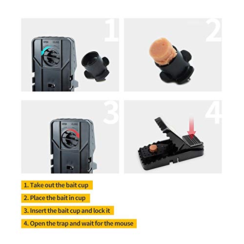 Small Mouse Trap, Reusable Snap Traps That Work with Detachable Bait Cup, Sanitary Safe and Effective Indoor Mouse Catcher Pack of 8