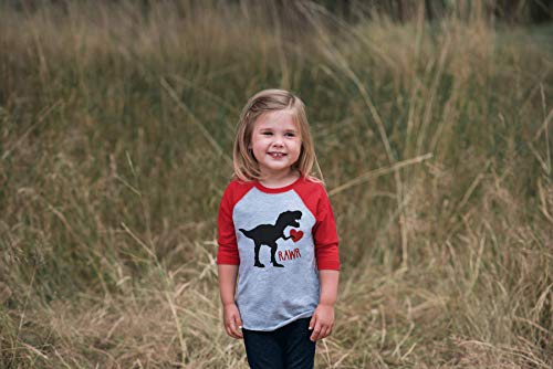7 ate 9 Apparel Kids Dinosaur Happy Valentine's Day 2T Red Raglan