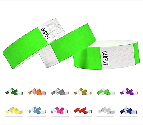 Tyvek Wristbands - 500 Pack - 3/4" Tyvek Wristbands for Events (Neon Green)