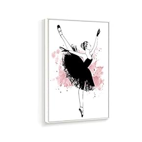 Framed Canvas Home Artwork Decoration Elegant Ballerina Canvas Wall Art for Living Room, Bedroom - 16x24 inches