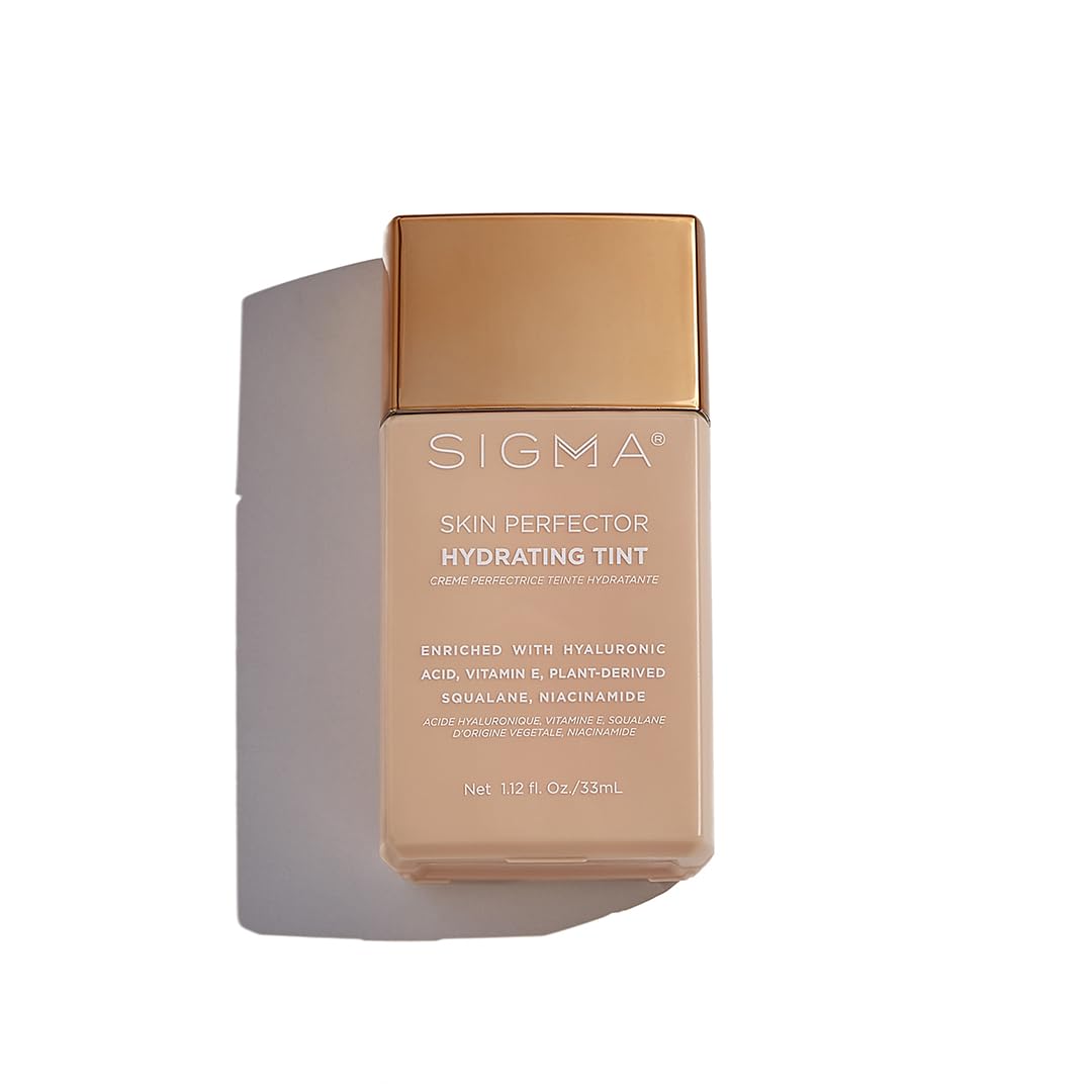 Sigma Beauty Skin Perfector – Hydrating Skin Tint Foundation for Lightweight, Buildable Coverage, With Hyaluronic Acid, Niacinamide Serum, and More (2 Light Beige Tint, 1.12oz)