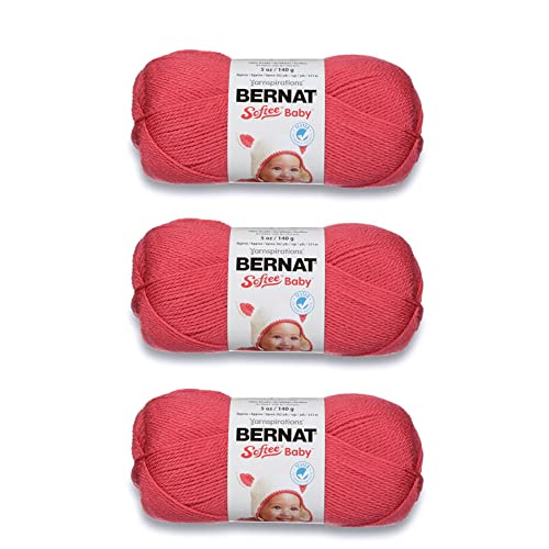 Bernat Softee Baby Yarn for Crocheting Soft, Soft Red, 3-Pack