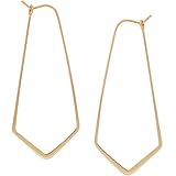 Geometric Chevron Threader Hoop Earrings - Hypoallergenic Lightweight Cutout Thin Wire Drop Dangles - Plated in 925 Sterling Silver or 18k Gold, by Humble Chic NY