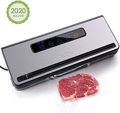 PARTU 2-in-1 Vacuum Sealer Machine Automatic Food Sealing & Vacuum for Dry/Wet Food Savers w/ 11" x 118" Sealer Bag, 2 External Suction Pipe for Fresh-keeping Tank and Clothes Storage