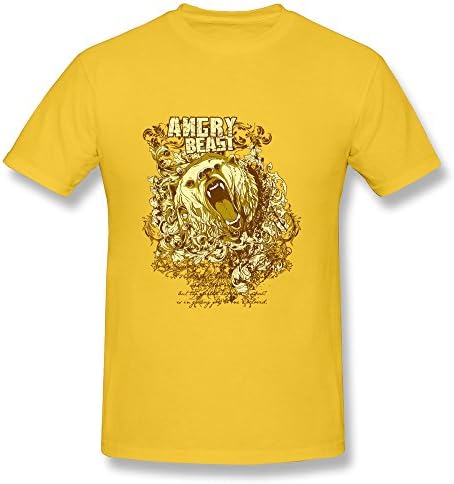 FANLI Roaring Beast T Shirts For Mens S Yellow