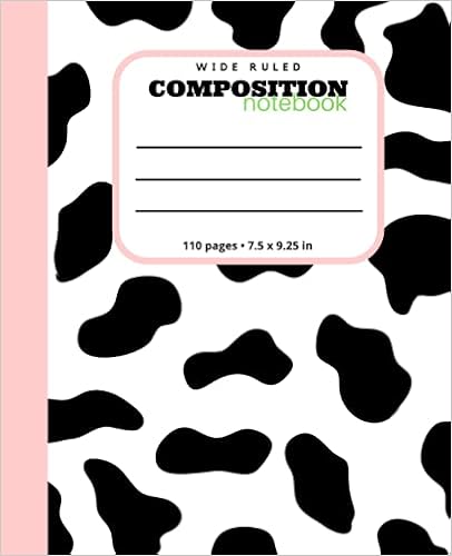 composition notebook wide ruled lined paper cow print press beno 9798525050303 amazon com books
