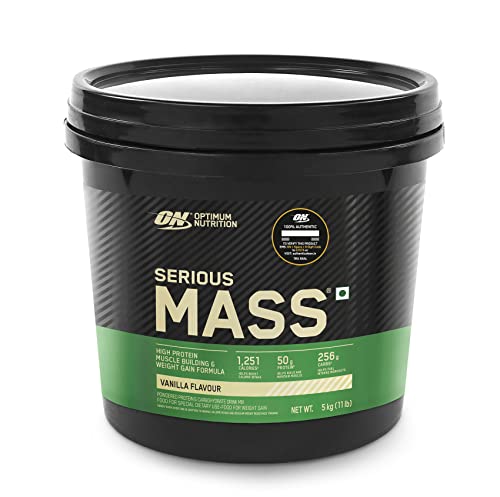 OPTIMUM NUTRITION (ON) Serious Mass Gainer (Veg), High Protein High Calorie Weight Gainer - 5 kg (Vanilla) with Vitamins & Minerals