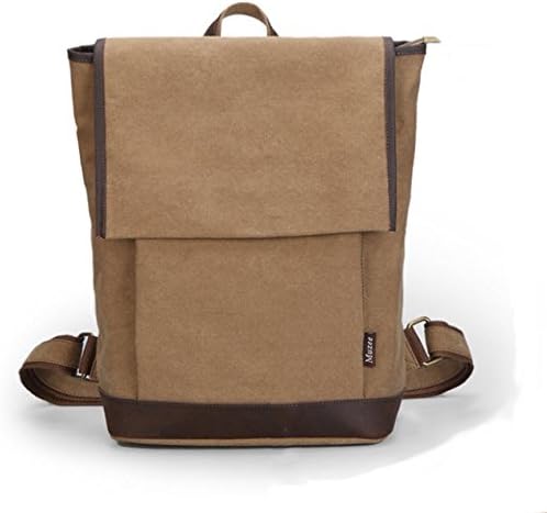 Muzee "Stanley Way" Classic Men's Canvas Bookbag Backpack - Coffee Brown