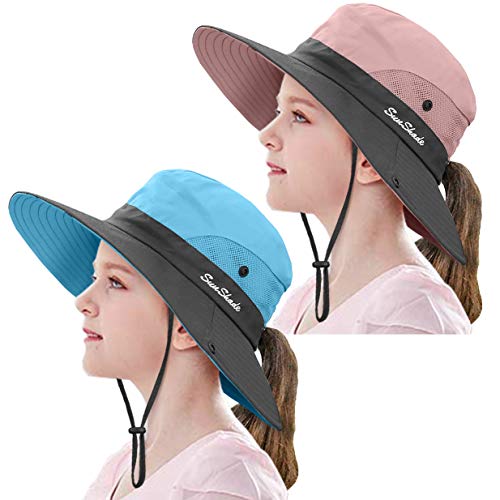 Girls Ponytail Beach Bucket Cap