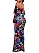 FairBeauty Women Summer Sexy Casual Split Floral Print Strapless Bodycon Cocktail Party Long Maxi Dress,Black,X-Large