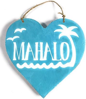 TikimasterWooden Mahalo Heart Sign 5 in - Blue | #snd25117b