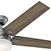 Hunter Fan 54 inch Contemporary Matte Silver Indoor Ceiling Fan with Light Kit and Remote Control (Renewed)