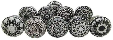 Art Of Creation Ceramic Door Knobs Assorted Designs Handmade VintageLook Flower Shabby Chic Interior Furniture Cabinet Cupboard Wardrobe Drawers Pulls Handles Set of 10