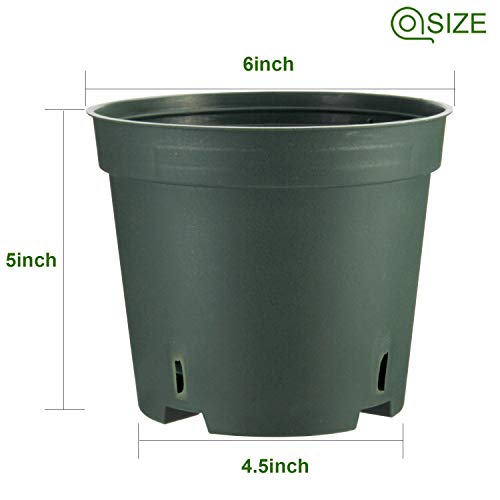 Pots for Plants, ZOUTOG 6 inch Plastic Planters with Drainage Hole, Pack of 12 - Plants not Included - Thumbnail 2