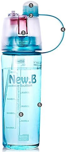 Protable Sports Plastic Cup Spray Water Bottle with Straw humidifier (Blue, 400ml)