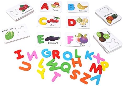 3D Puzzles English Letter Alphabet Fruit Identification Card Child Kid Educational Toys