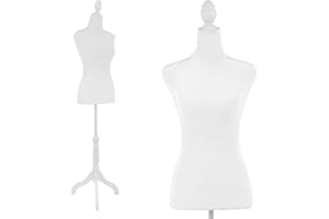 BESTMASSAGE Mannequin Dress Form Female Dress Model Torso Display Mannequin Body 50-63 Inch Height Adjustable Tripod Stand (White, 50-63 Inches)